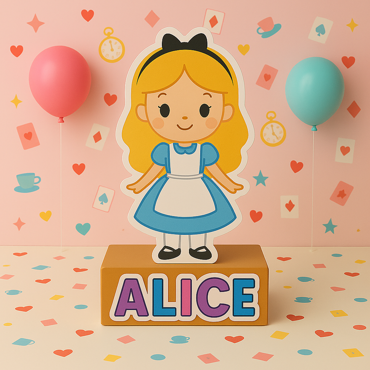 Alice in Wonderland birthday decorations handmade foam centerpieces, party cutouts and toppers for tea party themed celebrations