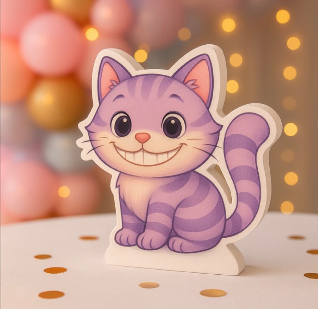 Cheshire Cat Alice in Wonderland birthday centerpiece foam decor