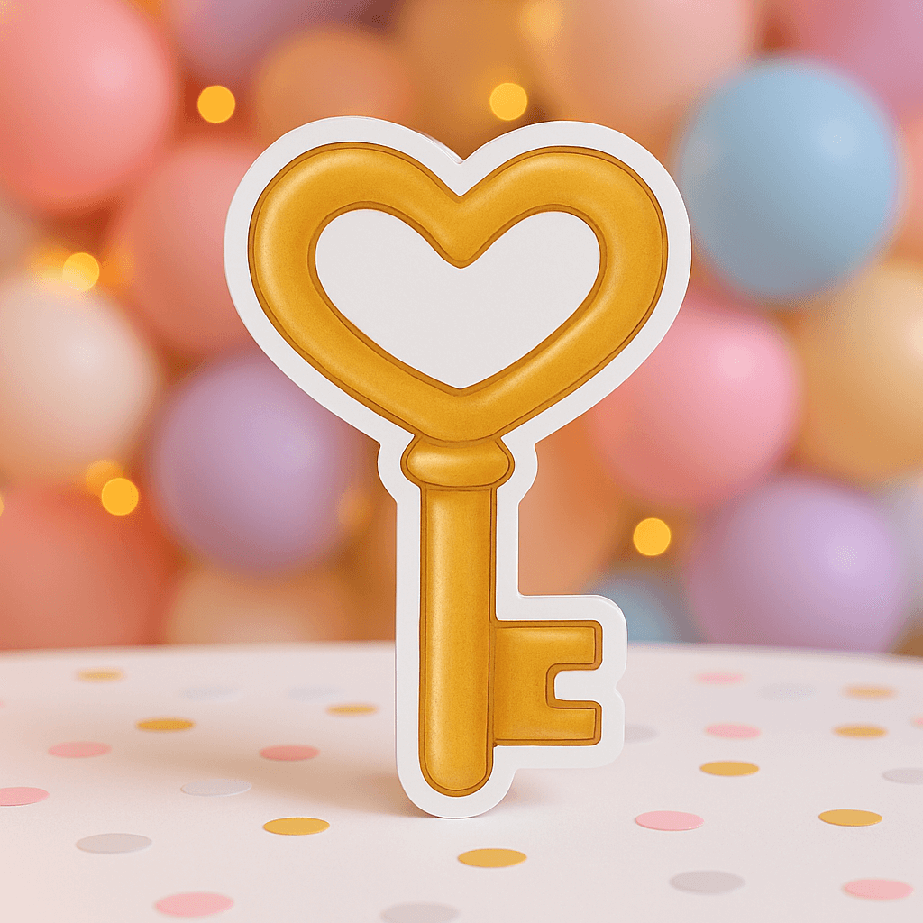Heart key Alice in Wonderland birthday party decorations cutout