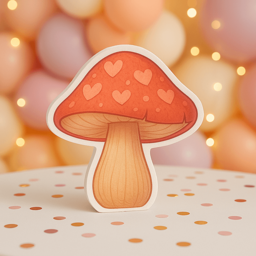 Alice in Wonderland mushroom birthday party centerpiece foam decor