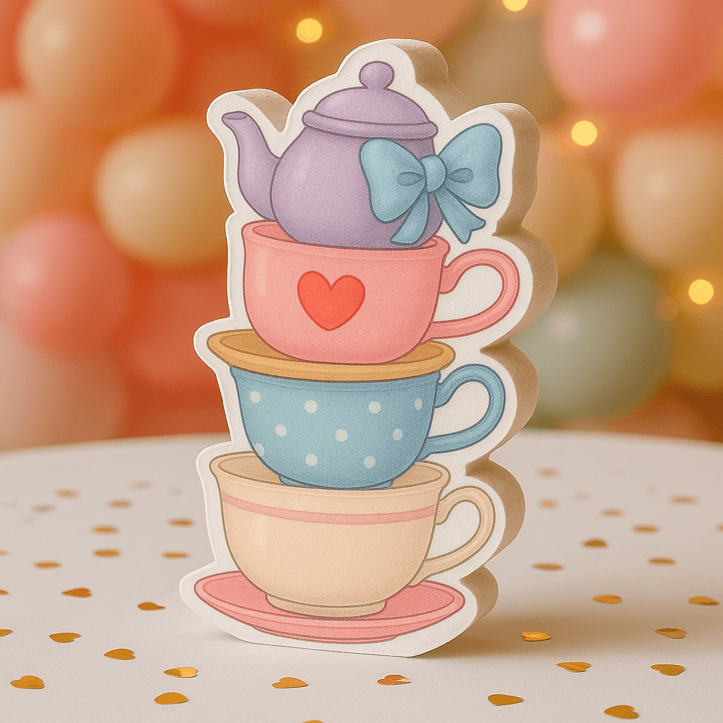 Alice in Wonderland tea cups party table decorations centerpiece