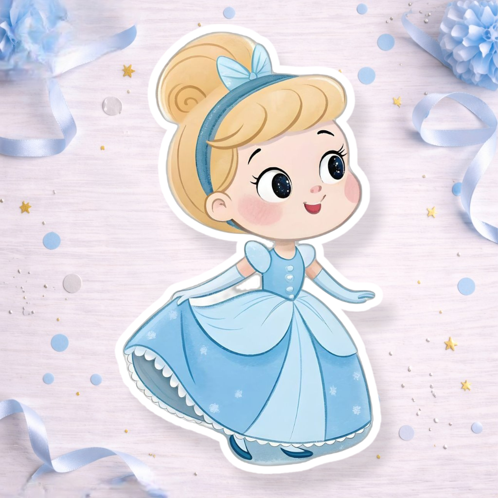 Baby Cinderella princess decoration for Cinderella birthday party cake topper, cupcake topper or foam cutout decoration.