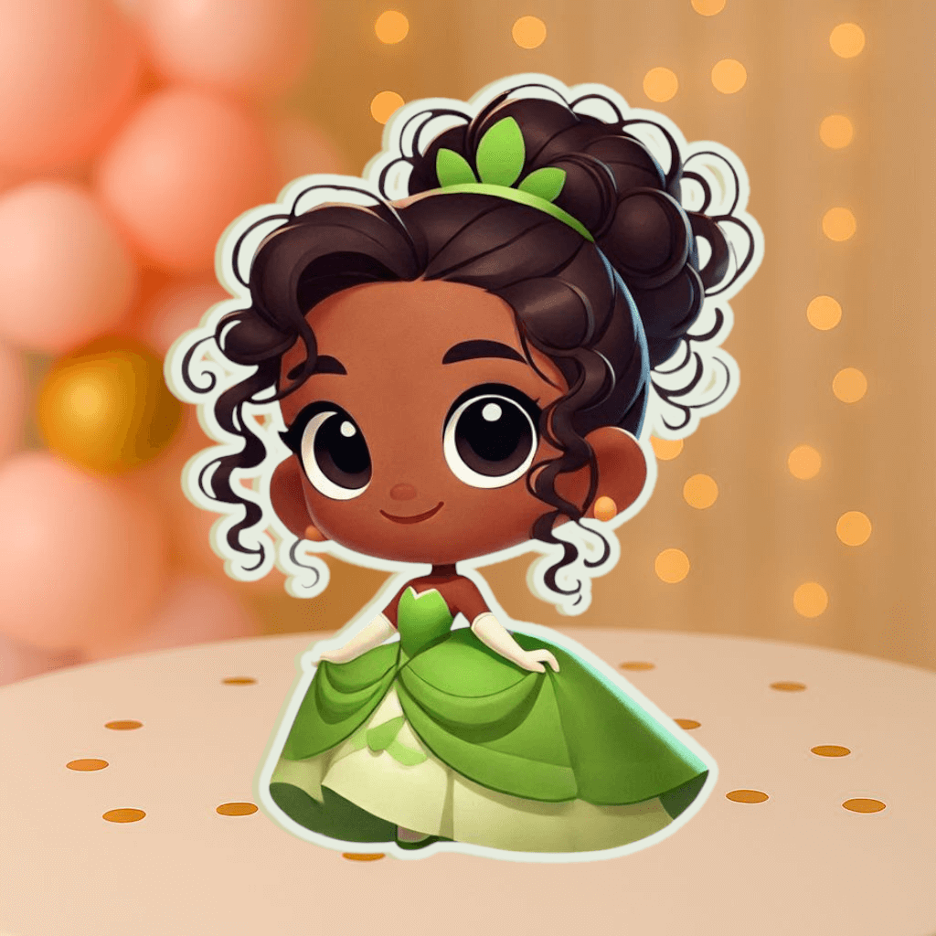 Happy Baby Princess Tiana cutout centerpiece – foam princess and the frog birthday decorations for parties.