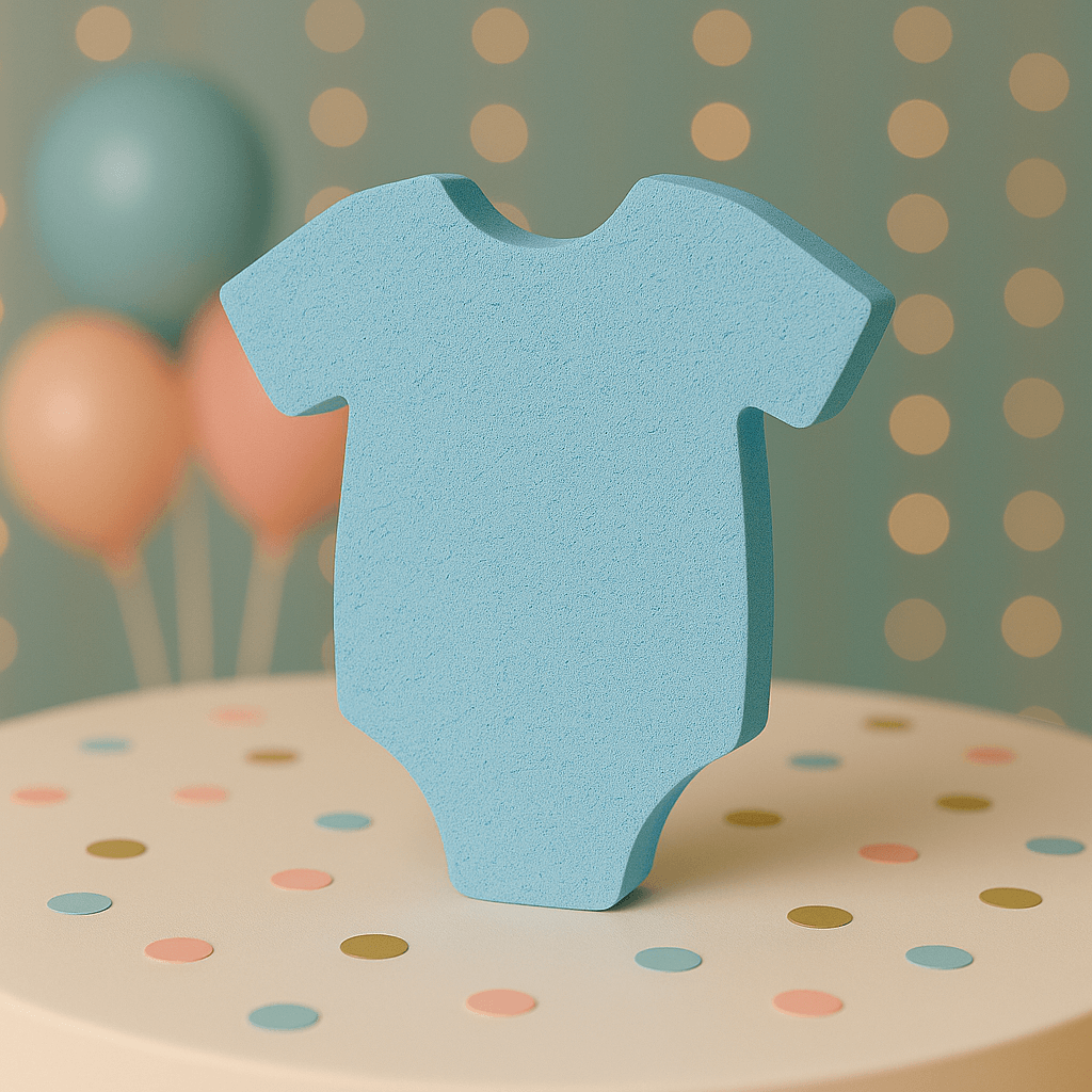 Blue baby bodysuit centerpiece handmade baby shower decoration for table setup