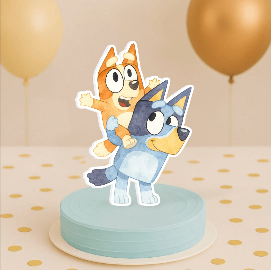 Bluey and Bingo party centerpiece cutout for kids birthday
