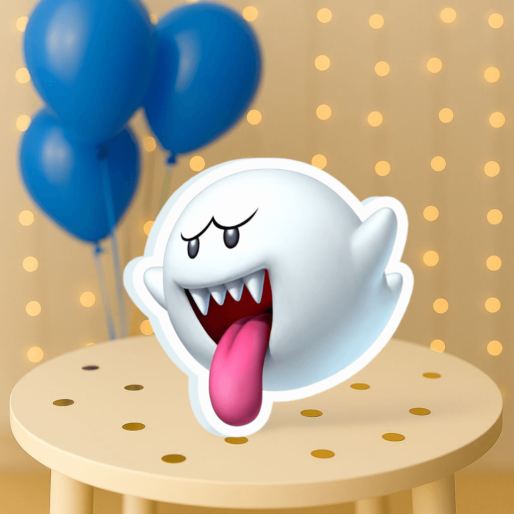Boo ghost centerpiece cutout for Mario Bros birthday party decorations