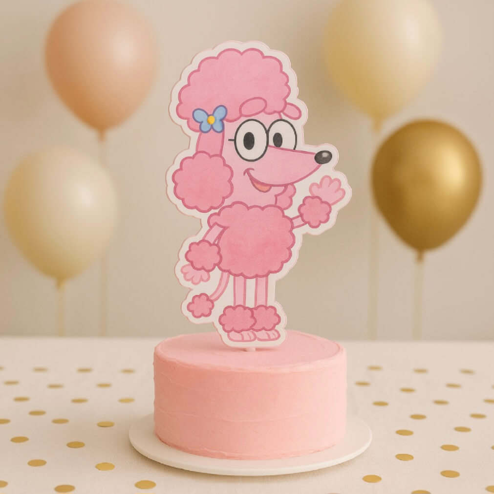 Bluey pink poodle Coco cutout for cake topper or centerpiece
