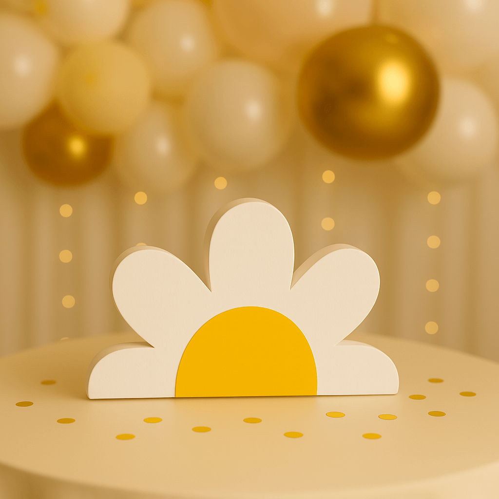 Handmade daisy centerpiece for birthday party decorations