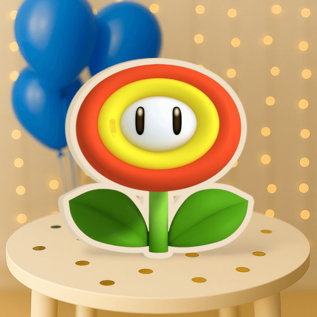 Fire Flower centerpiece cutout for Super Mario Bros birthday decorations