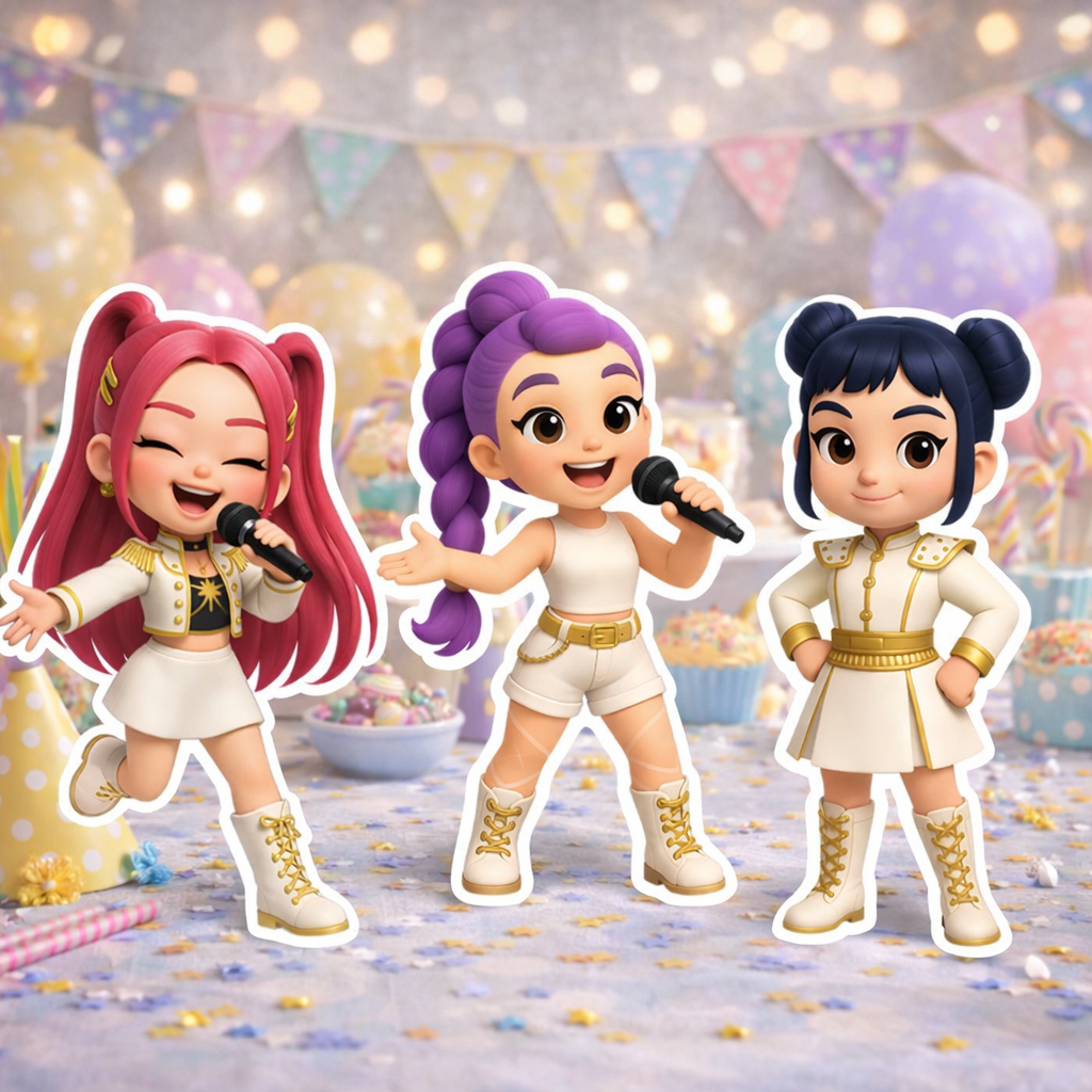 K Pop Demon Hunters uniform style centerpieces set of 3 party decorations