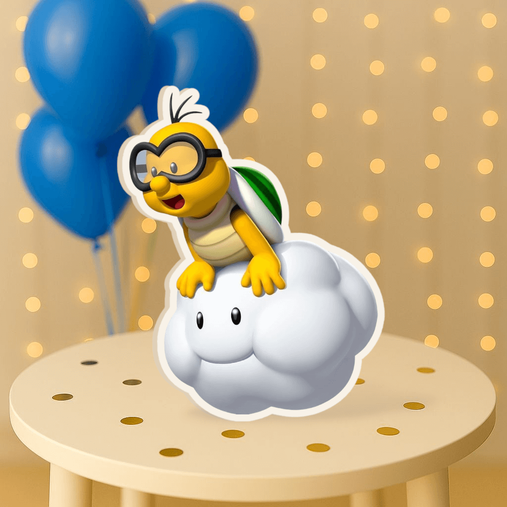 Lakitu centerpiece cutout Super Mario Bros birthday party decoration