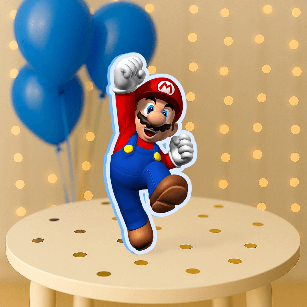 Mario birthday party centerpiece cutout decoration for Super Mario Bros theme