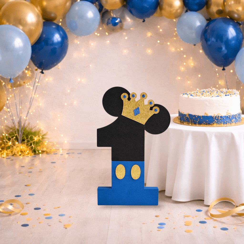 royal mickey mouse 1st birthday centerpiece with crown foam decoration for birthday table