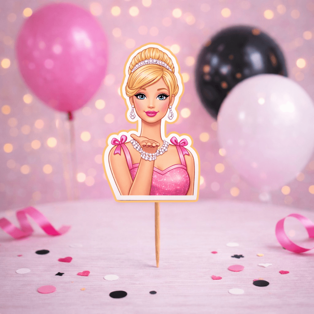 Pink Barbie cake topper for Barbie birthday party cake