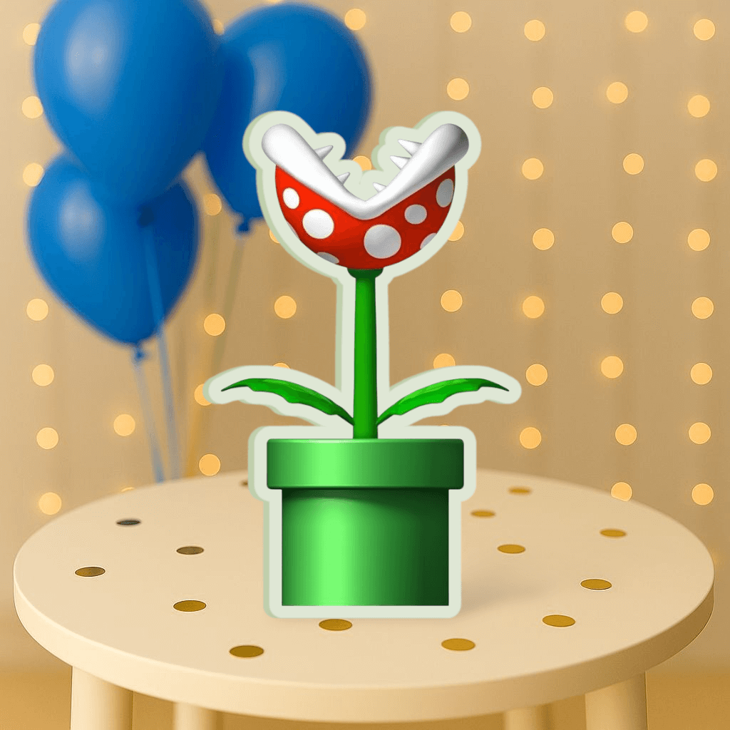 Piranha Plant centerpiece cutout Super Mario Bros birthday table decor