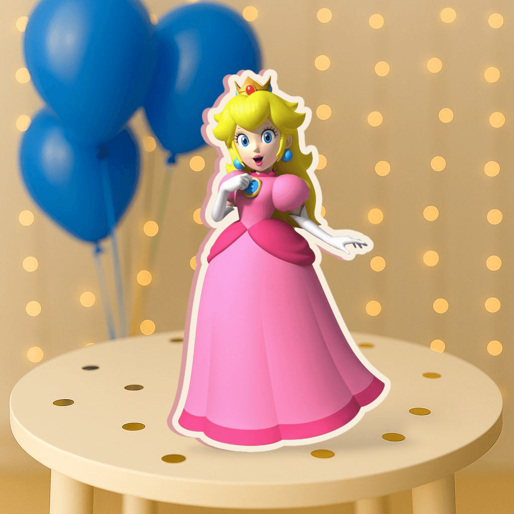 Princess Peach centerpiece cutout for Super Mario Bros party decorations