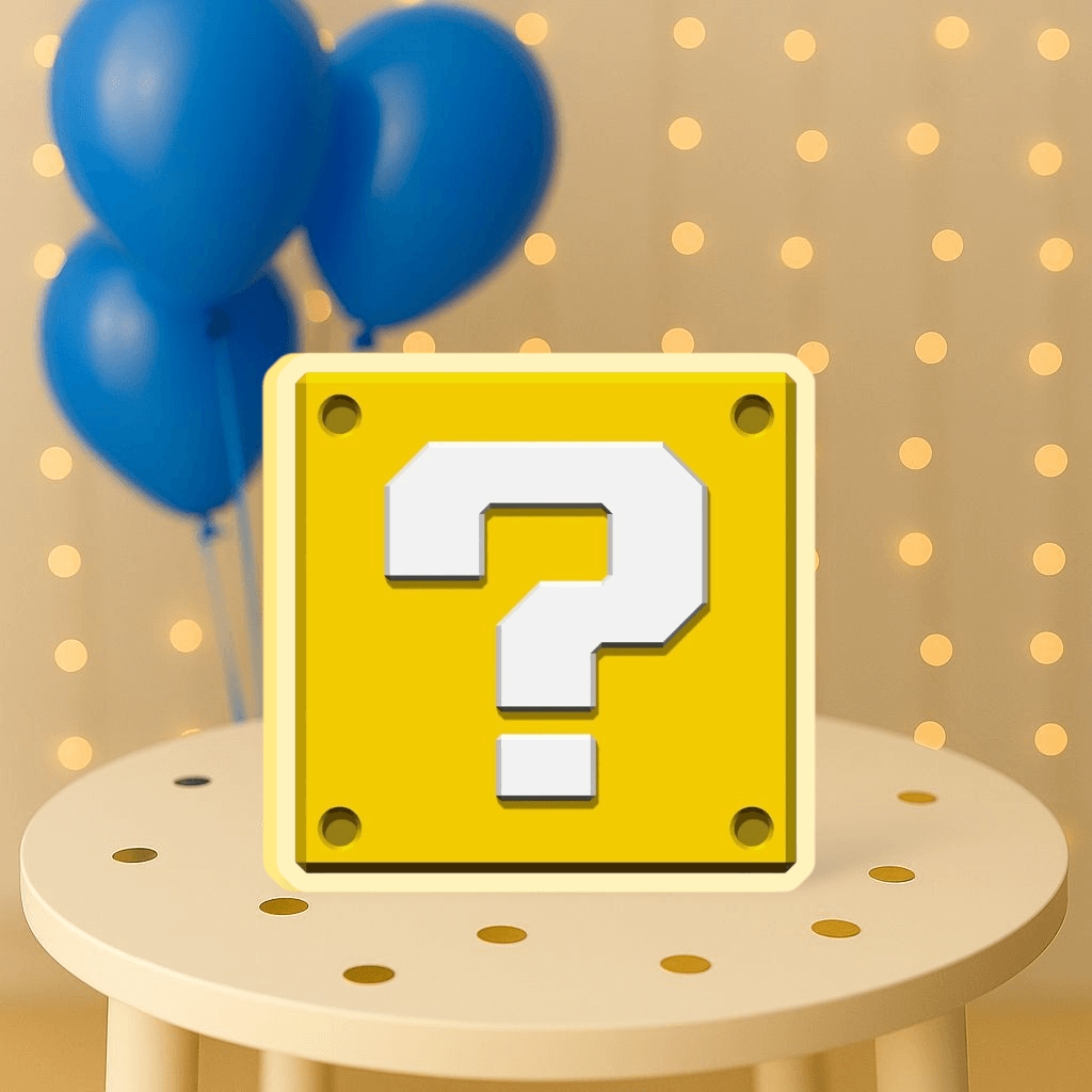 Question Block centerpiece cutout Super Mario Bros party decoration