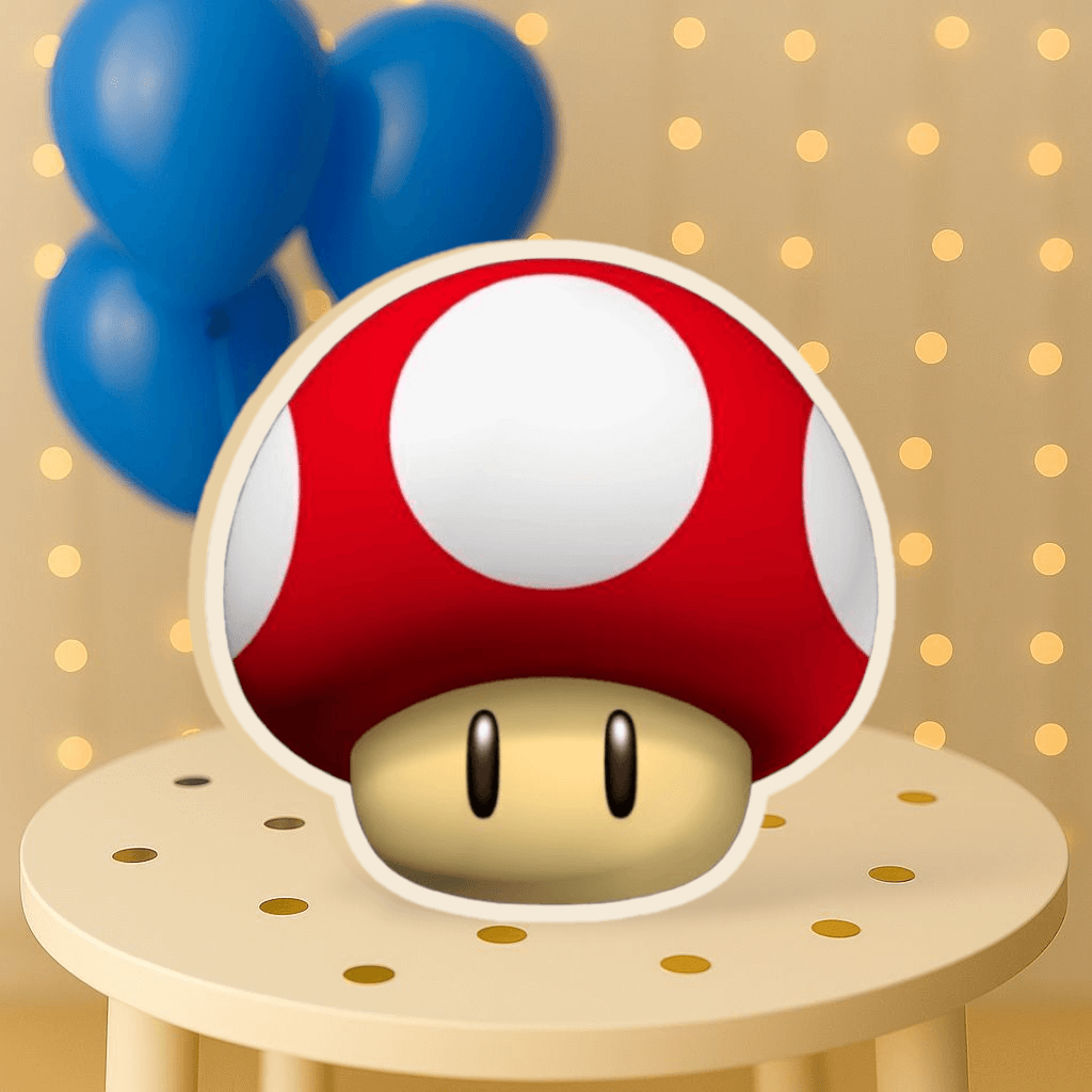Red Mushroom centerpiece cutout Mario Bros birthday party decoration