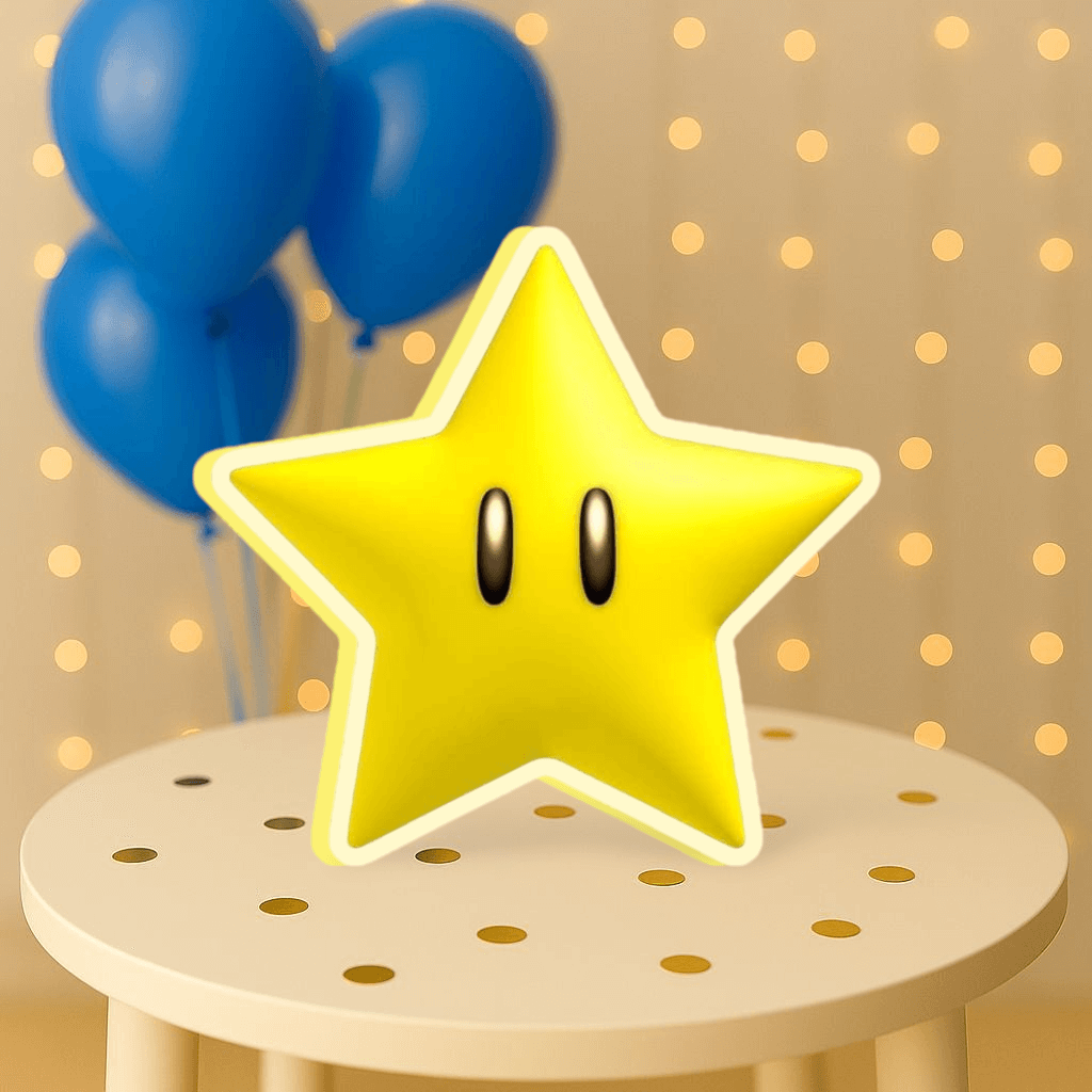 Super Star centerpiece cutout for Mario Bros birthday party decorations