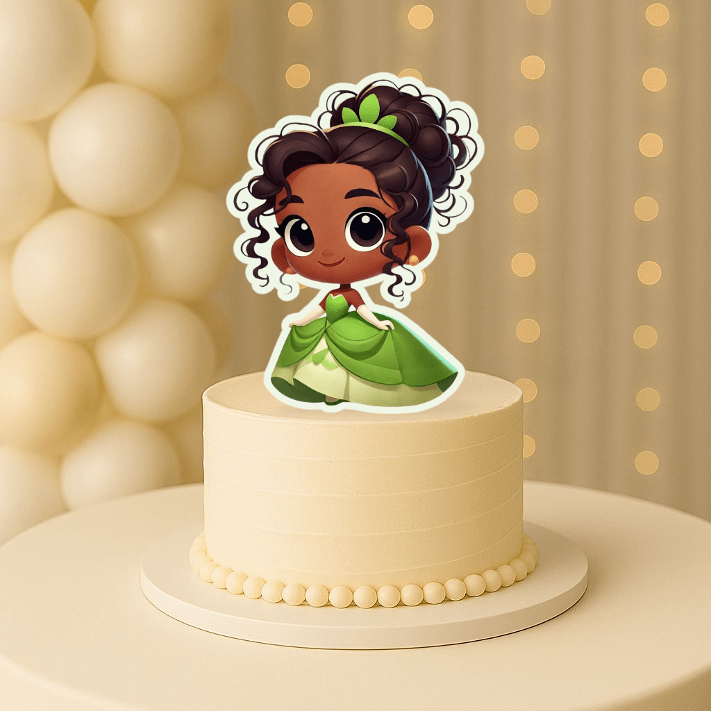 Baby Princess Tiana cake topper for baby shower and first birthday cake decoration