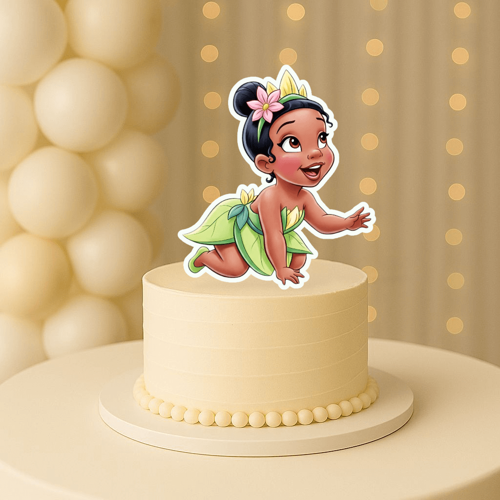 Baby Princess Tiana crawling cake topper for birthday cake decoration and party supplies