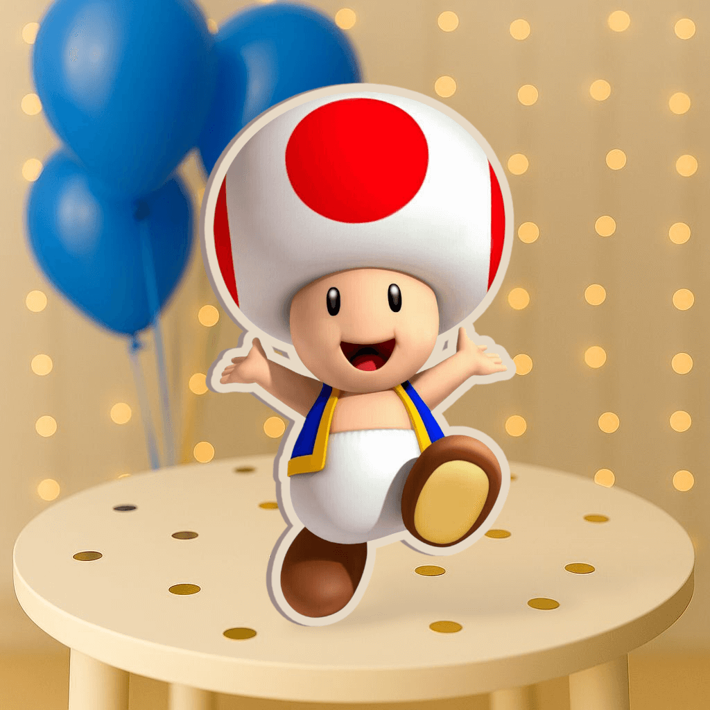 Toad Super Mario Bros centerpiece cutout decoration for kids birthday party