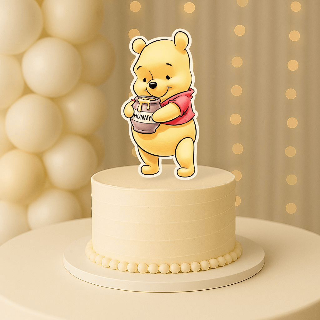 Winnie the Pooh cake topper with honey pot for Pooh birthday cake