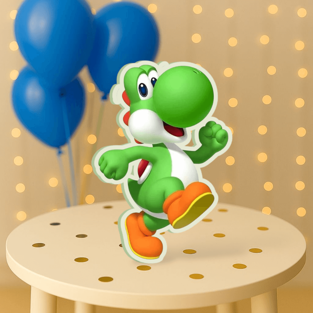 Yoshi centerpiece cutout handmade Mario Bros birthday party decoration