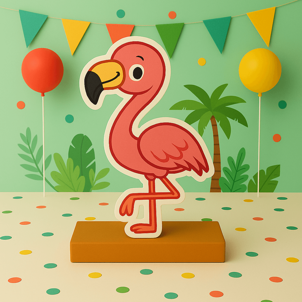Flamingo birthday party decorations set with pink balloons, tropical banner, cake topper, and centerpiece for a luau-themed celebration.