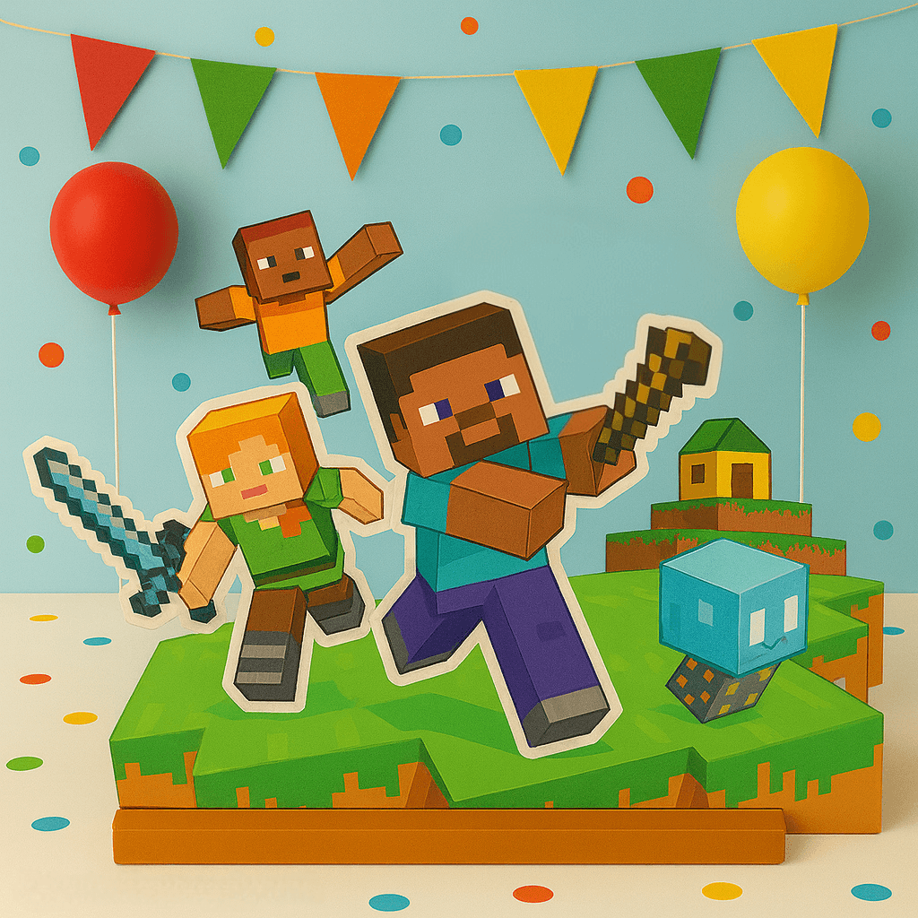 Minecraft birthday decorations and party supplies – cutouts, toppers & centerpieces