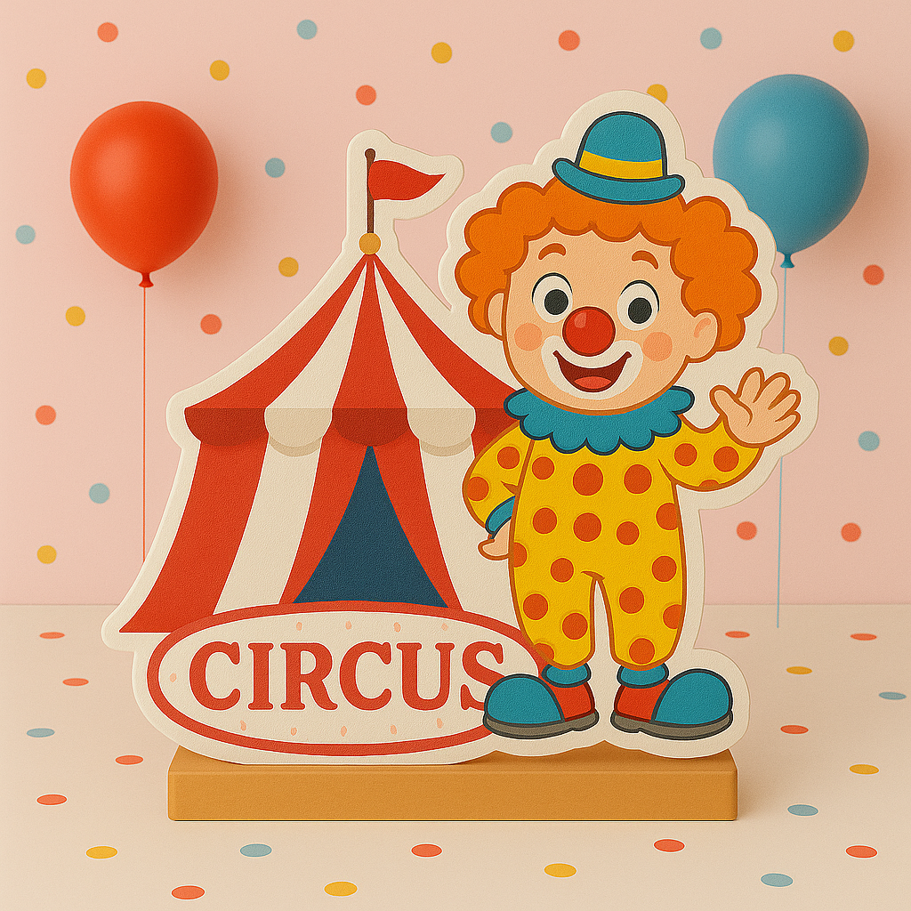 Handmade circus birthday party decorations centerpiece with big-top carnival theme