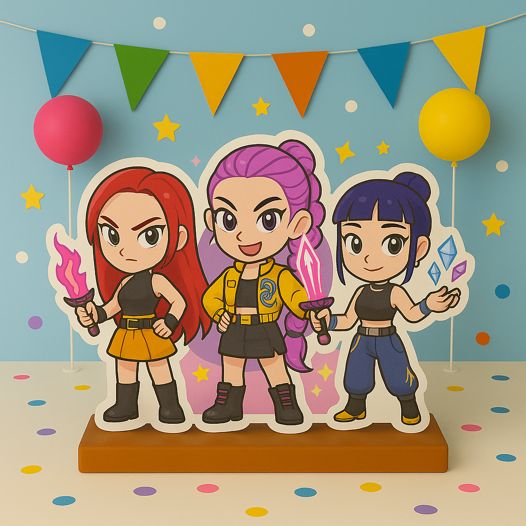 K-Pop Demon Hunters birthday decorations cutouts and centerpieces