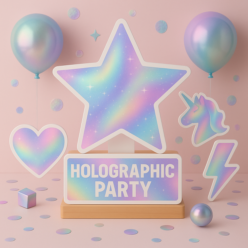 Handmade holographic birthday decorations centerpiece for themed party