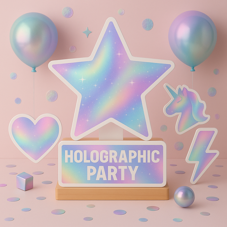 Handmade holographic birthday decorations centerpiece for themed party