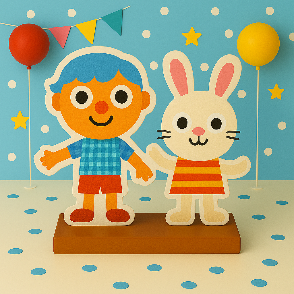 Super Simple birthday centerpiece with Noodle and Pals cake topper and cutouts