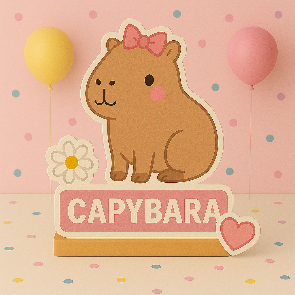 Handmade capybara birthday decorations centerpiece and party supplies