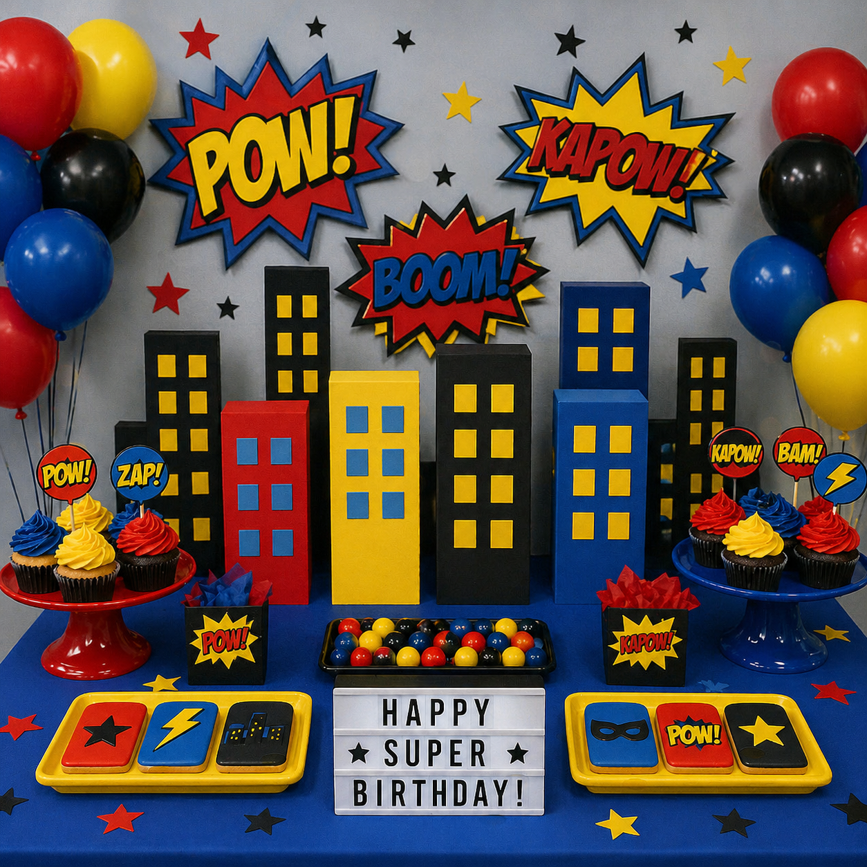Superhero Building Centerpiece – City Skyline Party Decoration