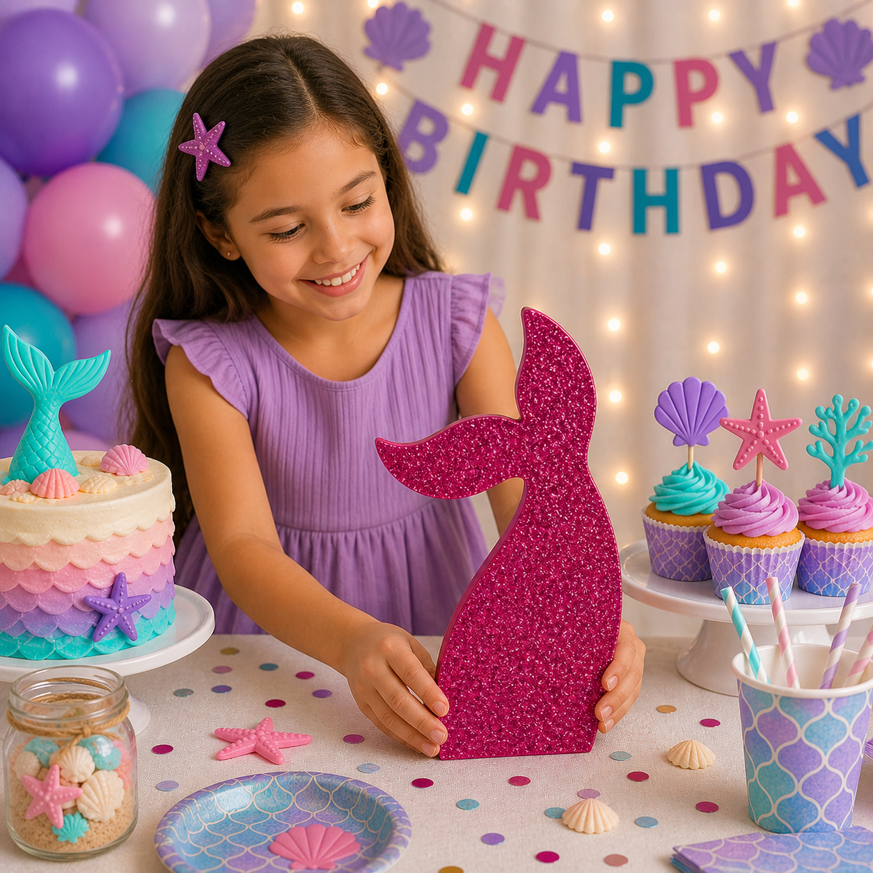 Mermaid Tail Centerpiece Glitter Birthday Decoration