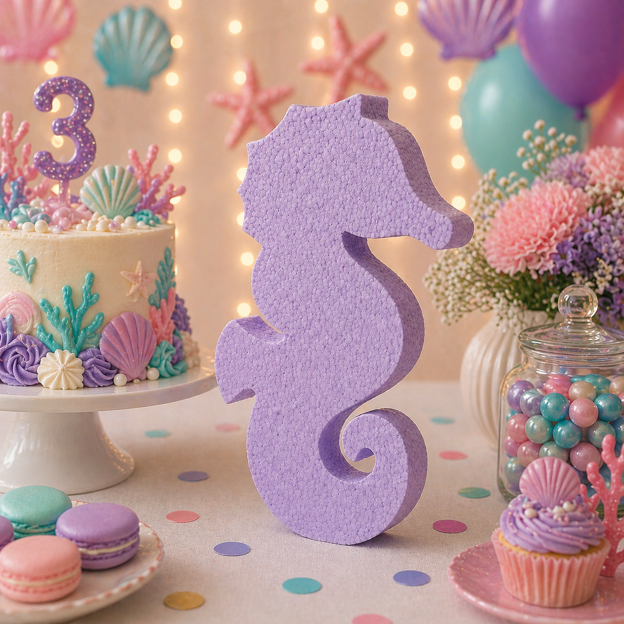 Under the Sea Seahorse Centerpiece – Handmade Foam Cutout Decoration