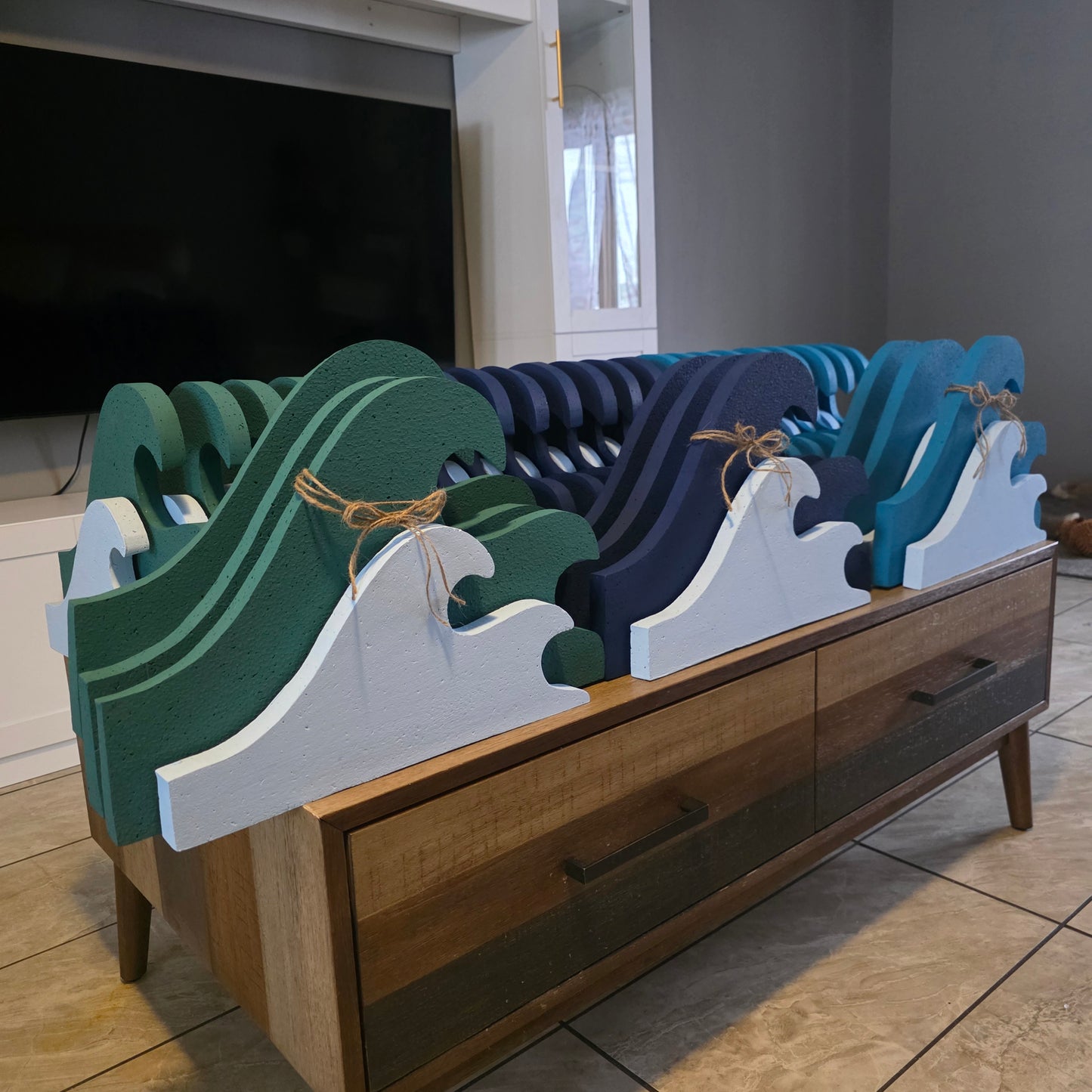 Nautical Wave Centerpiece – Handmade Foam Ocean Party Decoration