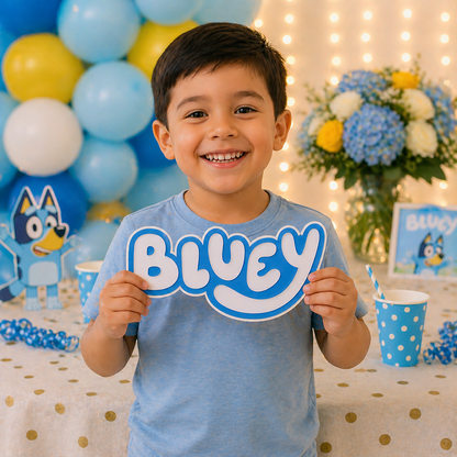 Bluey Logo Birthday Centerpiece | Bluey Party Decorations & Foam Cutouts