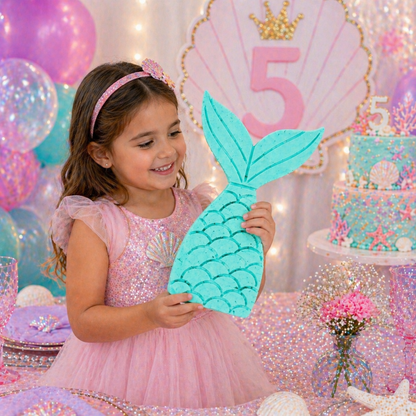 Handmade Mermaid Tail Centerpiece – Painted Foam Party Décor