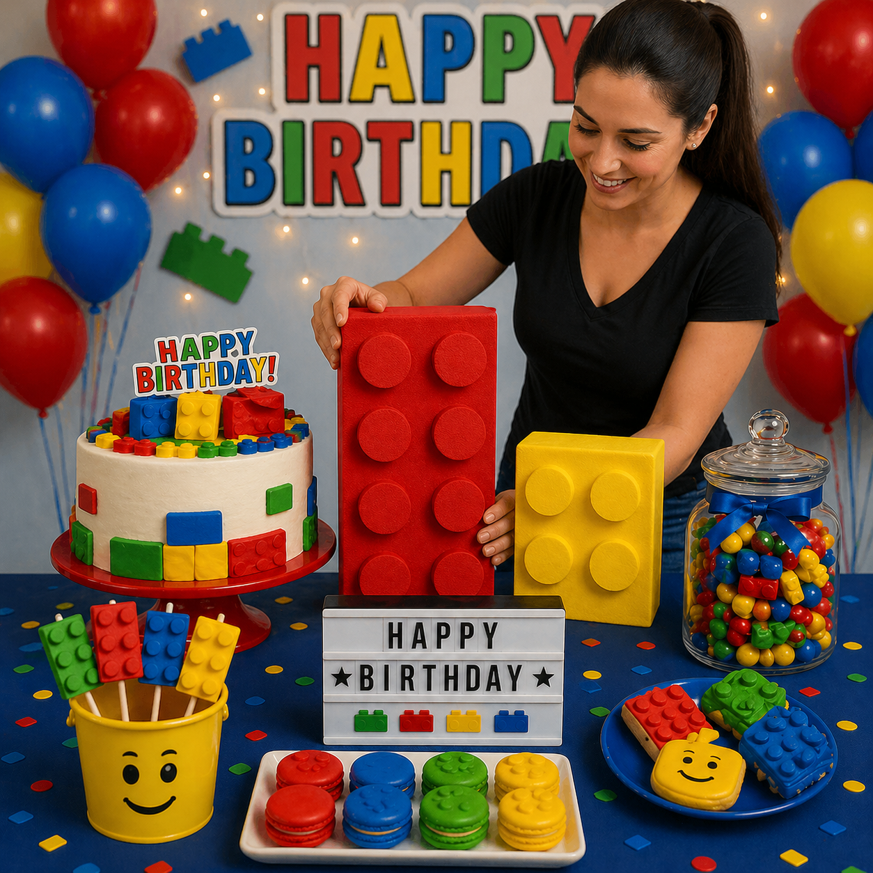 Building Block Centerpiece – Colorful Brick Party Table Decoration