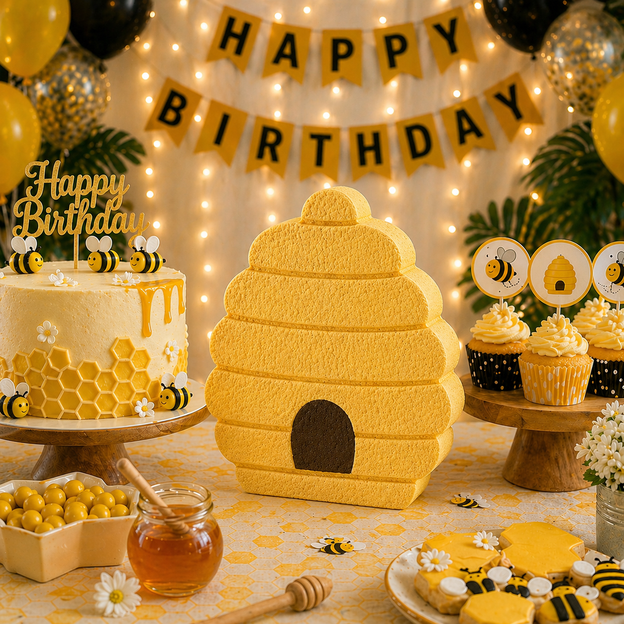 Bee Birthday Decorations – Honeycomb Centerpieces