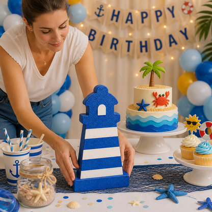 Lighthouse Nautical Centerpiece – Handmade Foam Decoration