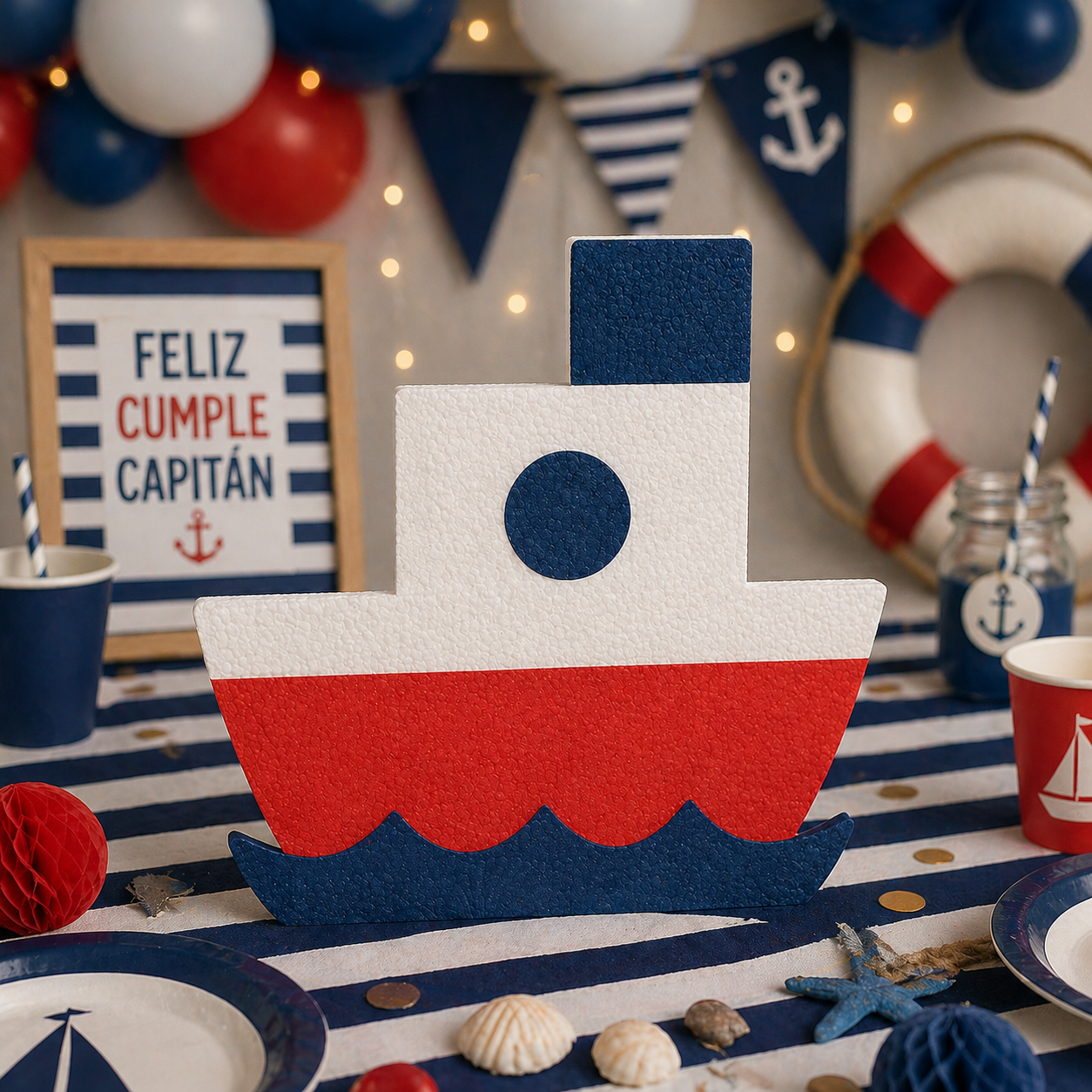 Nautical Boat Centerpiece – Handmade Foam Party Decoration