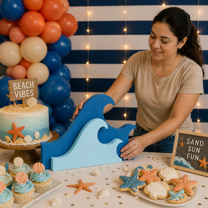 Nautical Wave Centerpiece – Handmade Foam Ocean Party Decoration