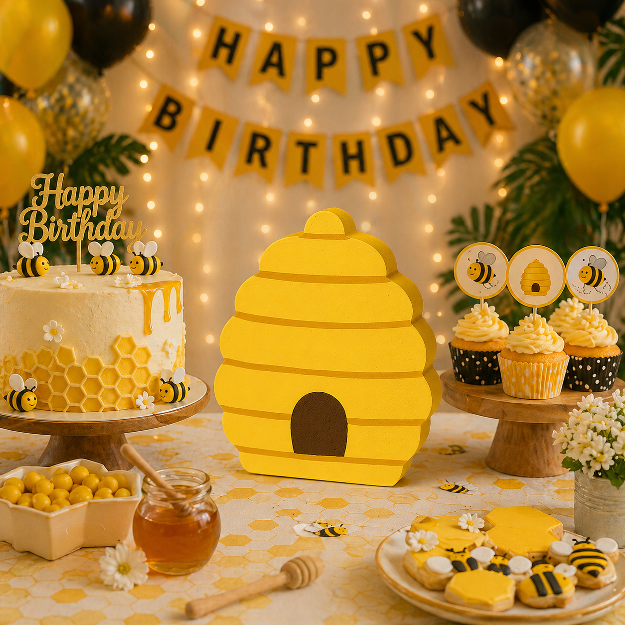 Bee Birthday Decorations – Honeycomb Centerpieces