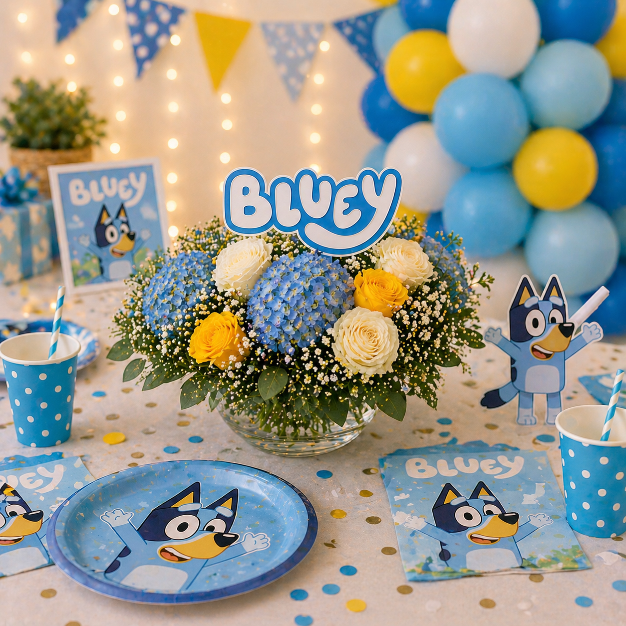 Bluey Logo Birthday Centerpiece | Bluey Party Decorations & Foam Cutouts