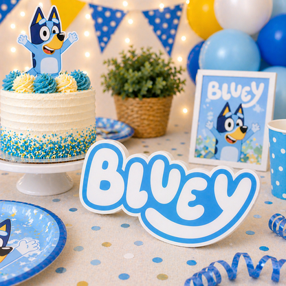 Bluey Logo Birthday Centerpiece | Bluey Party Decorations & Foam Cutouts